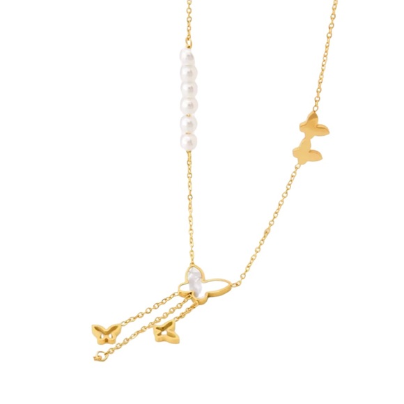 Mother of Pearl Butterfly Necklace - Picture 2 of 9